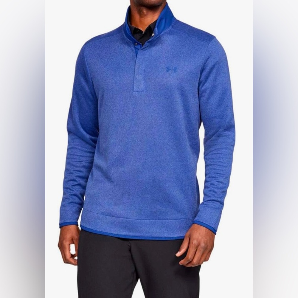 Under Armour Men’s Sz‎ S UA Golf Storm Royal Blue 1/4 Snap Fleece Pullover